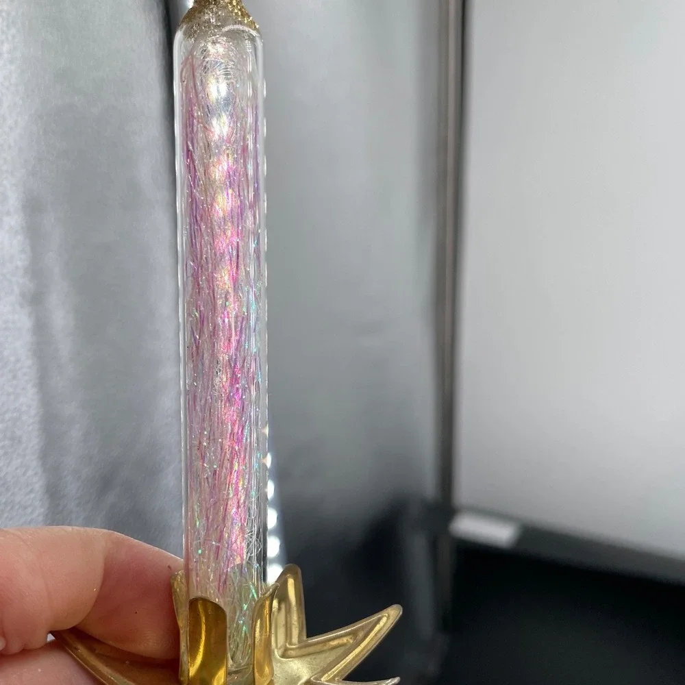Clip On Candle Ornaments Christmas Iridescent Tinsel Color Changing Blue Pink
